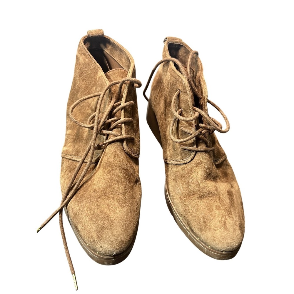STEVEN by Steve Madden Women's Brown‎ Suede Lace-Up Wedge Ankle Boots US 8.5